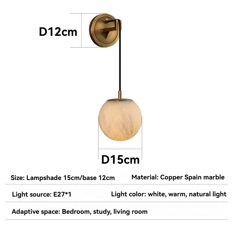 Brass Frame Marble Wall Light - Modern Minimalist Sconce - Lumos Glows180:2000025683 color change;200000795:193A D15CM