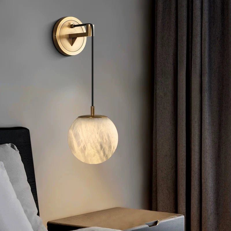 Brass Frame Marble Wall Light - Modern Minimalist Sconce - Lumos Glows180:2000025683 color change;200000795:350853C L31 H28CM