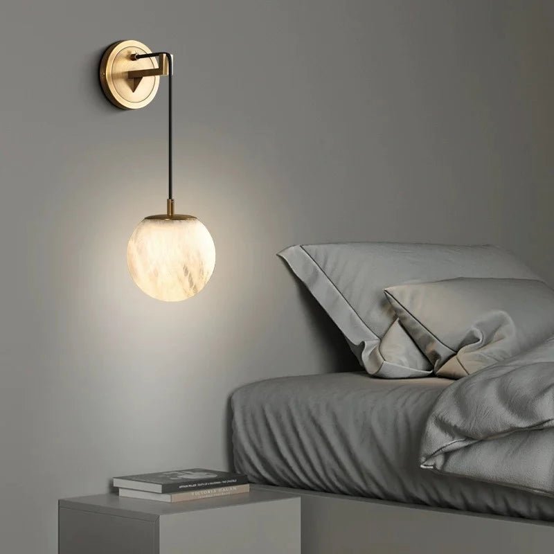Brass Frame Marble Wall Light - Modern Minimalist Sconce - Lumos Glows180:2000025683 color change;200000795:350853C L31 H28CM