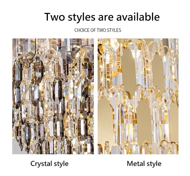 Compound Crystal Chandelier | Polished Iron Semi - Flush Mount Light - Lumos Glows200000795:10D1200 H1800MM