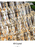 Compound Crystal Chandelier | Polished Iron Semi - Flush Mount Light - Lumos Glows200000795:10D1200 H1800MM