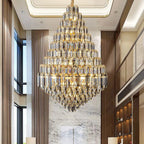 Compound Crystal Chandelier | Polished Iron Semi - Flush Mount Light - Lumos Glows200000795:10D1200 H1800MM