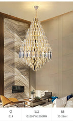 Compound Crystal Chandelier | Polished Iron Semi - Flush Mount Light - Lumos Glows200000795:10D1200 H1800MM