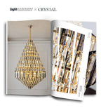 Compound Crystal Chandelier | Polished Iron Semi - Flush Mount Light - Lumos Glows200000795:10D1200 H1800MM