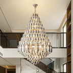 Compound Crystal Chandelier | Polished Iron Semi - Flush Mount Light - Lumos Glows200000795:10D1200 H1800MM