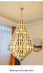 Compound Crystal Chandelier | Polished Iron Semi - Flush Mount Light - Lumos Glows200000795:10D1200 H1800MM
