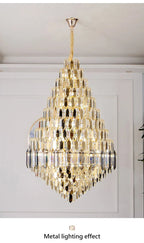 Compound Crystal Chandelier | Polished Iron Semi - Flush Mount Light - Lumos Glows200000795:10D1200 H1800MM