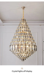 Compound Crystal Chandelier | Polished Iron Semi - Flush Mount Light - Lumos Glows200000795:10D1200 H1800MM