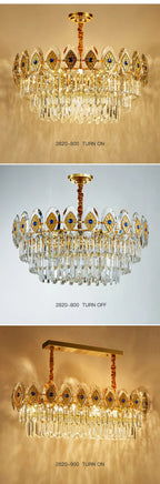 Eliana Oval Crystal Chandelier - Unique Three - Tiered Lighting - Lumos Glows200000531:175L95 W35 H36cm