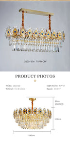 Eliana Oval Crystal Chandelier - Unique Three - Tiered Lighting - Lumos Glows200000531:175L95 W35 H36cm