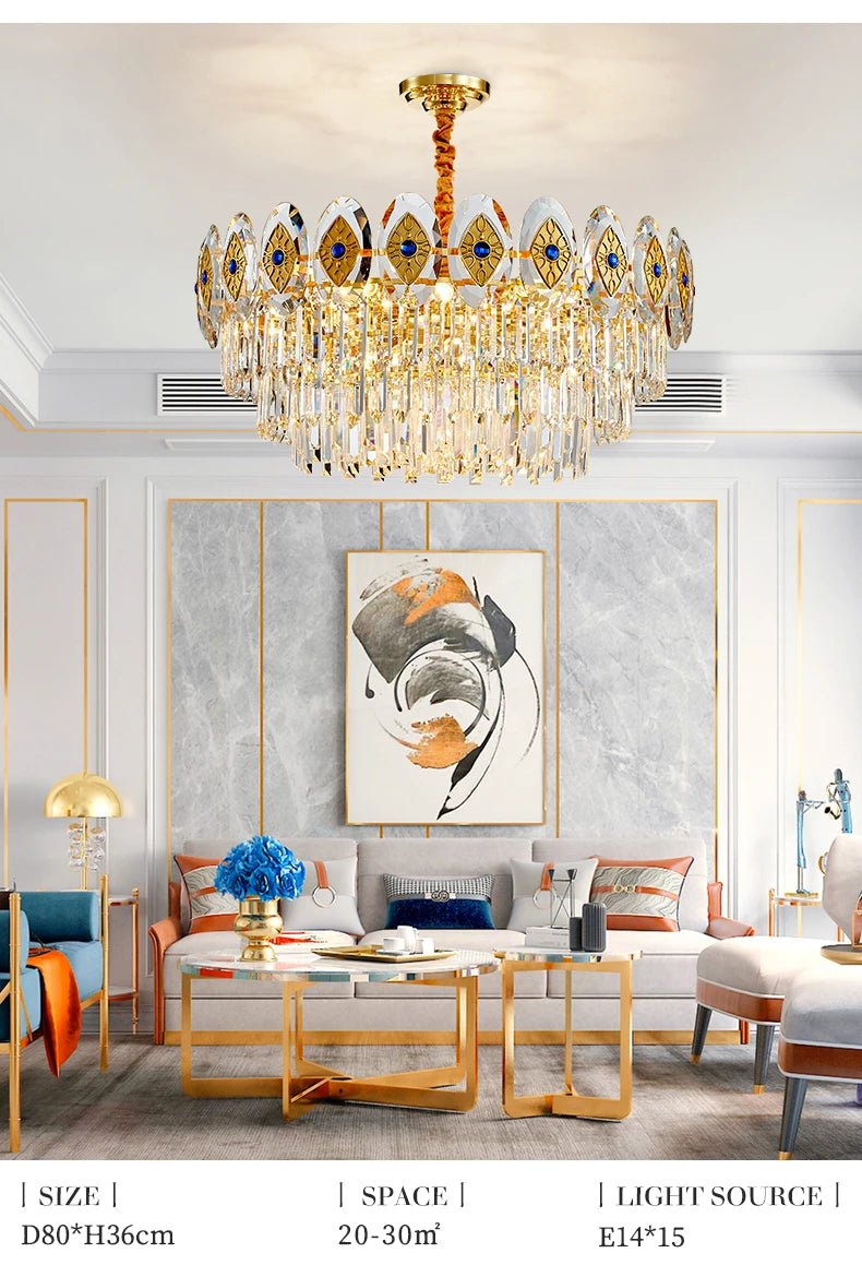 Eliana Oval Crystal Chandelier - Unique Three - Tiered Lighting - Lumos Glows200000531:175L95 W35 H36cm