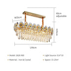 Eliana Oval Crystal Chandelier - Unique Three - Tiered Lighting - Lumos Glows200000531:175L95 W35 H36cm