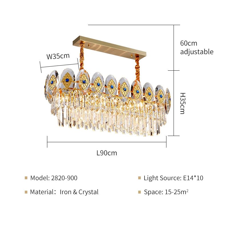 Eliana Oval Crystal Chandelier - Unique Three - Tiered Lighting - Lumos Glows200000531:175L95 W35 H36cm