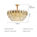 Eliana Oval Crystal Chandelier - Unique Three - Tiered Lighting - Lumos Glows200000531:36545821 lights D100 H42cm