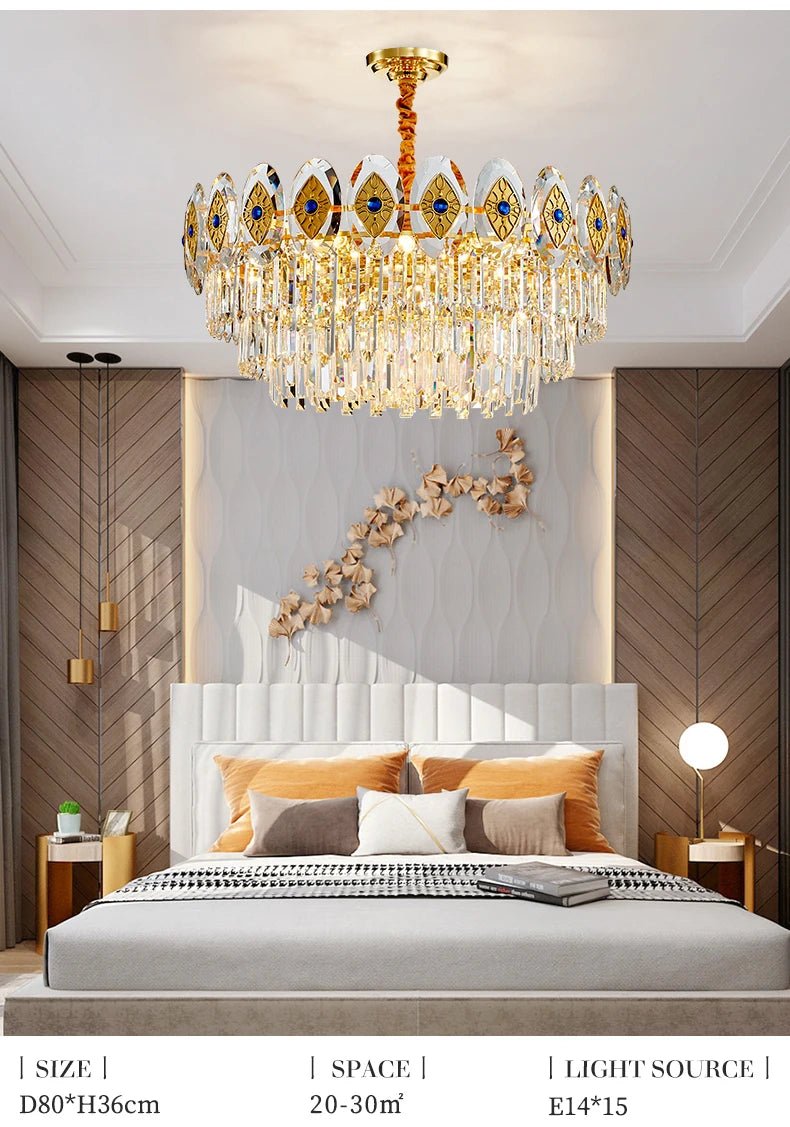 Eliana Oval Crystal Chandelier - Unique Three - Tiered Lighting - Lumos Glows200000531:175L95 W35 H36cm