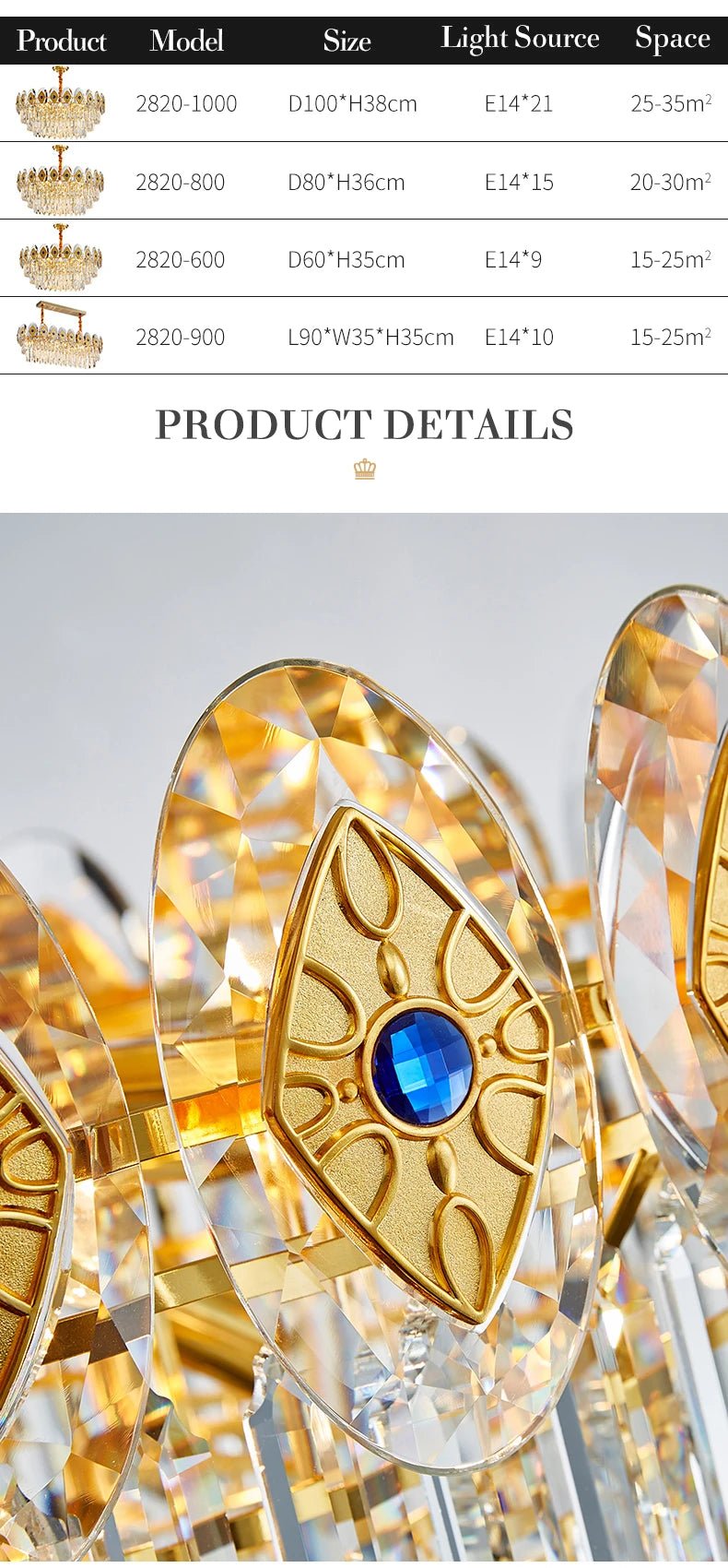 Eliana Oval Crystal Chandelier - Unique Three - Tiered Lighting - Lumos Glows200000531:175L95 W35 H36cm