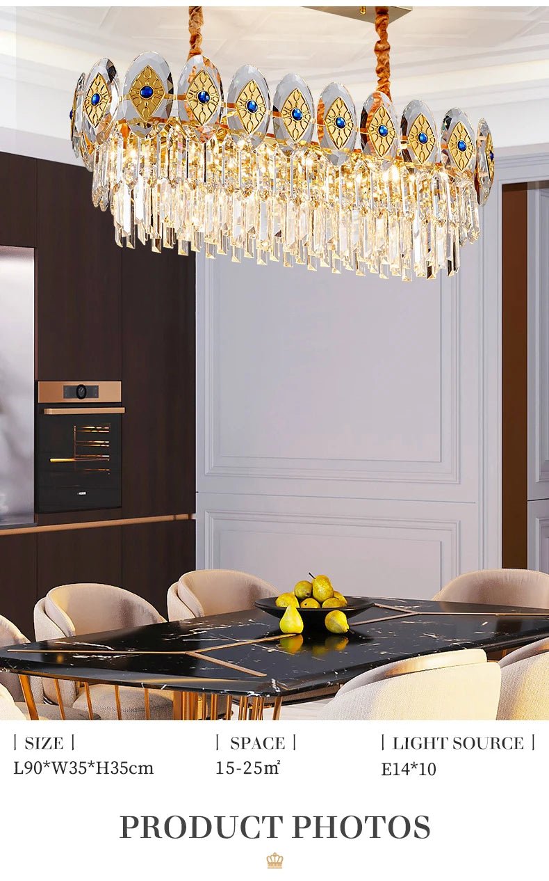 Eliana Oval Crystal Chandelier - Unique Three - Tiered Lighting - Lumos Glows200000531:175L95 W35 H36cm