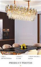 Eliana Oval Crystal Chandelier - Unique Three - Tiered Lighting - Lumos Glows200000531:175L95 W35 H36cm