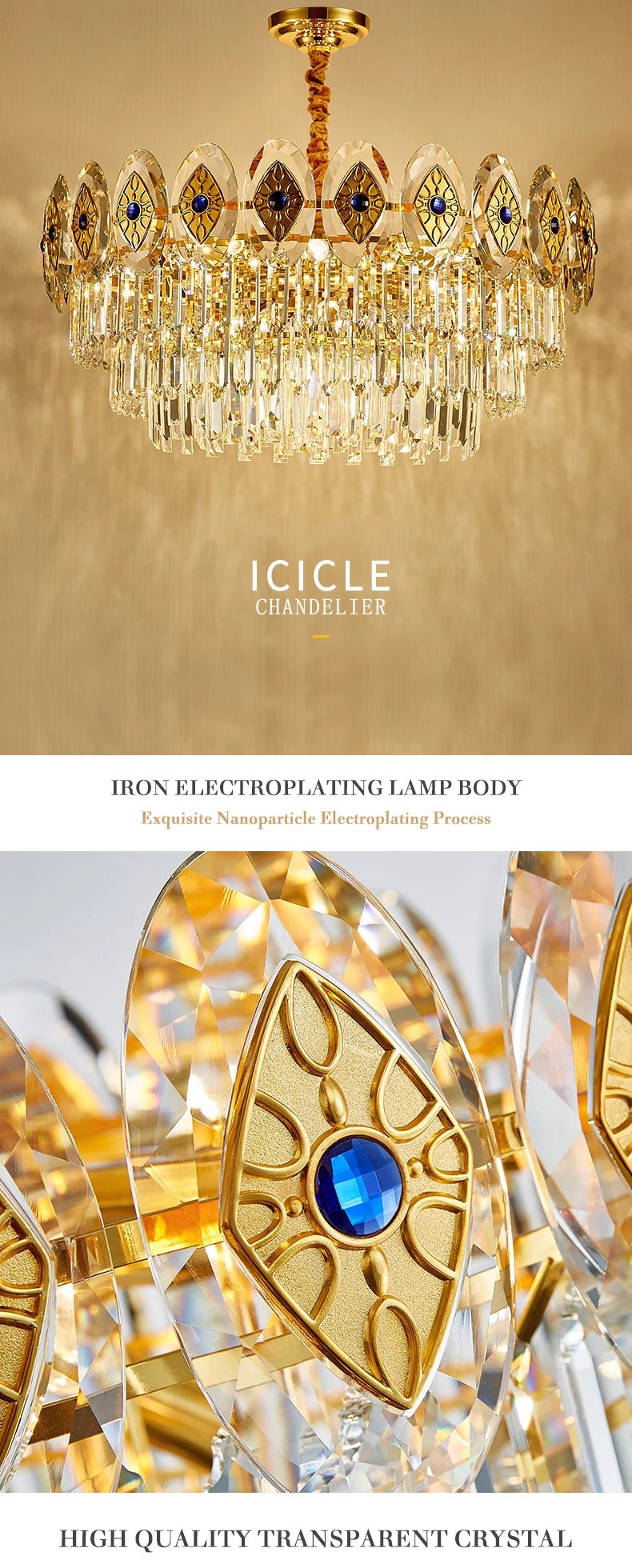 Eliana Oval Crystal Chandelier - Unique Three - Tiered Lighting - Lumos Glows200000531:175L95 W35 H36cm