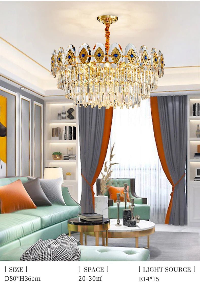 Eliana Oval Crystal Chandelier - Unique Three - Tiered Lighting - Lumos Glows200000531:175L95 W35 H36cm