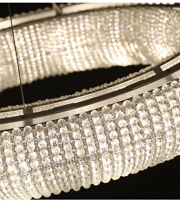 Esmeralda All - Around Crystal Wrapped Rounded Chandelier - Lumos Glows warm light 3000K gold 80cm 12 light