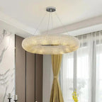 Esmeralda All - Around Crystal Wrapped Rounded Chandelier - Lumos Glows warm light 3000K gold 80cm 12 light