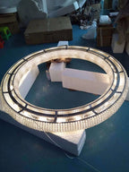 Esmeralda All - Around Crystal Wrapped Rounded Chandelier - Lumos Glows warm light 3000K gold 80cm 12 light