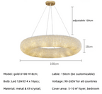 Esmeralda All - Around Crystal Wrapped Rounded Chandelier - Lumos Glows warm light 3000K gold 100cm 16 light