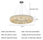Esmeralda All - Around Crystal Wrapped Rounded Chandelier - Lumos Glows warm light 3000K silver 80cm 12 light