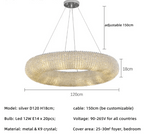 Esmeralda All - Around Crystal Wrapped Rounded Chandelier - Lumos Glows warm light 3000K ilver 120cm 20 light
