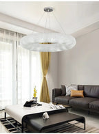 Esmeralda All - Around Crystal Wrapped Rounded Chandelier - Lumos Glows warm light 3000K gold 80cm 12 light