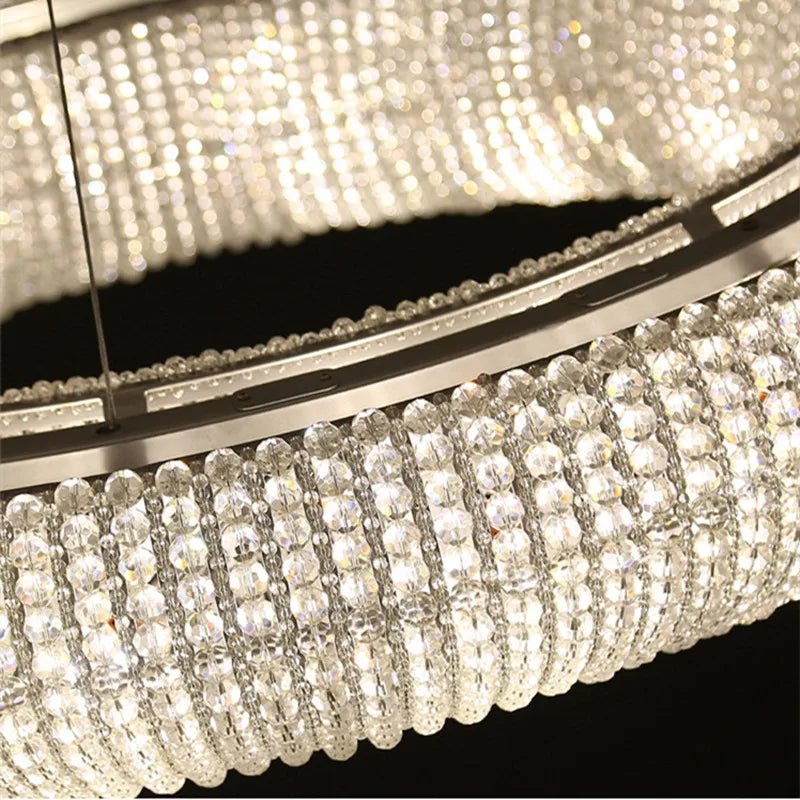 Esmeralda All - Around Crystal Wrapped Rounded Chandelier - Lumos Glows warm light 3000K gold 80cm 12 light