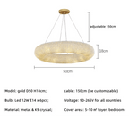 Esmeralda All - Around Crystal Wrapped Rounded Chandelier - Lumos Glows warm light 3000K gold 50cm 6 light
