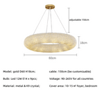 Esmeralda All - Around Crystal Wrapped Rounded Chandelier - Lumos Glows warm light 3000K silver 60cm 9 light