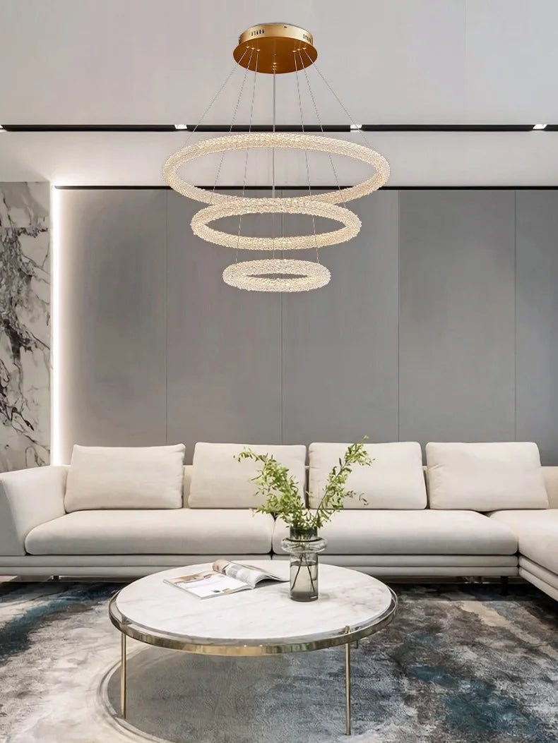 Jillian Sculptural LED Three Tier Crystal Chandelier! Pendant Light - Lumos Glows White light 4500k 6CM