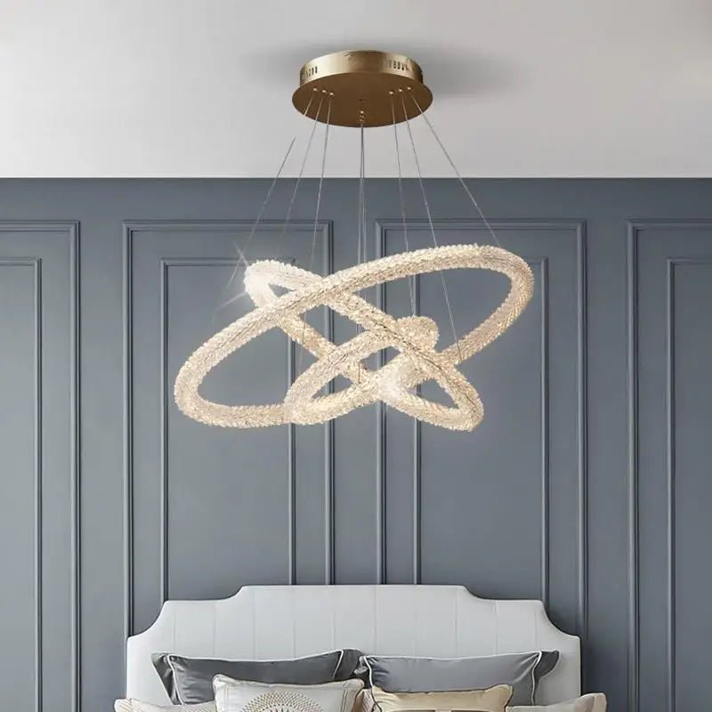 Jillian Sculptural LED Three Tier Crystal Chandelier! Pendant Light - Lumos Glows White light 4500k 6CM