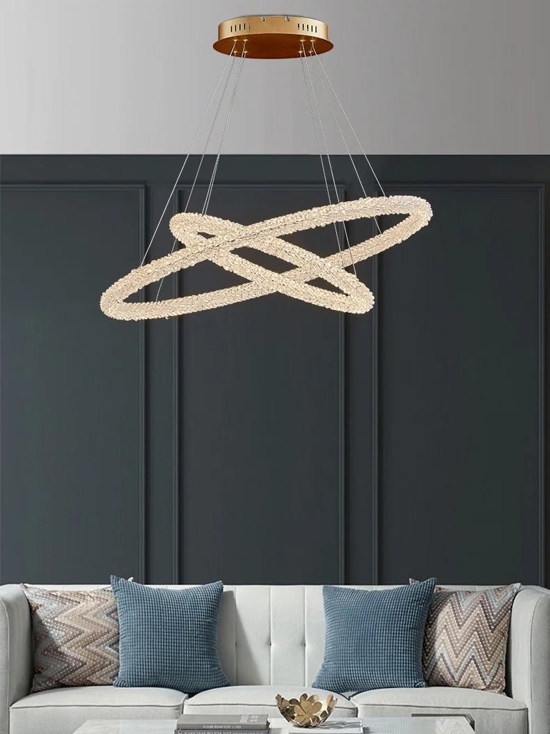 Jillian Sculptural LED Three Tier Crystal Chandelier! Pendant Light - Lumos Glows White light 4500k 6CM