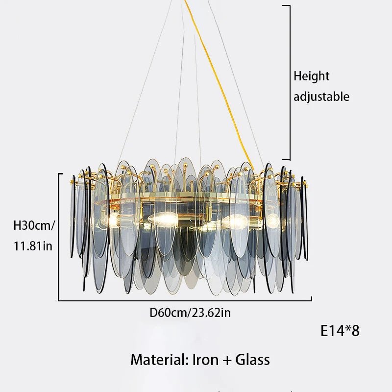 Leslie Teardrop Glass Ring Chandelier | Modern Textured Statement Light - Lumos Glows 60CM