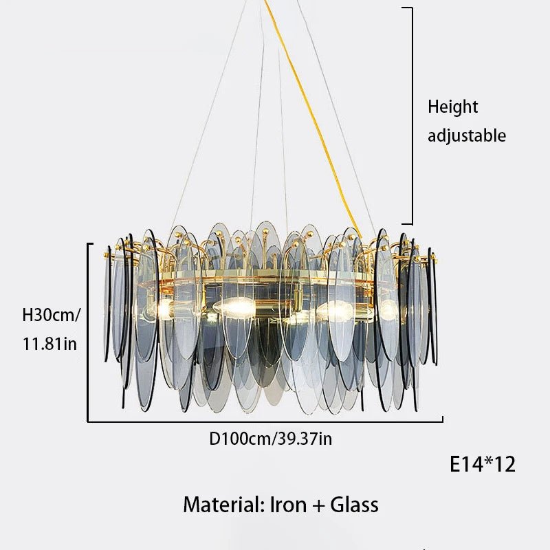 Leslie Teardrop Glass Ring Chandelier | Modern Textured Statement Light - Lumos Glows 100CM