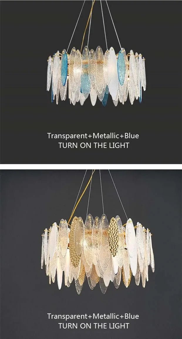 Leslie Teardrop Glass Ring Chandelier | Modern Textured Statement Light - Lumos Glows 40CM