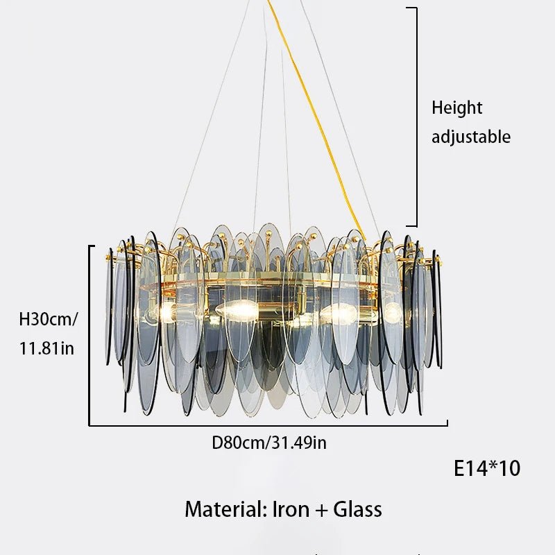 Leslie Teardrop Glass Ring Chandelier | Modern Textured Statement Light - Lumos Glows80CM