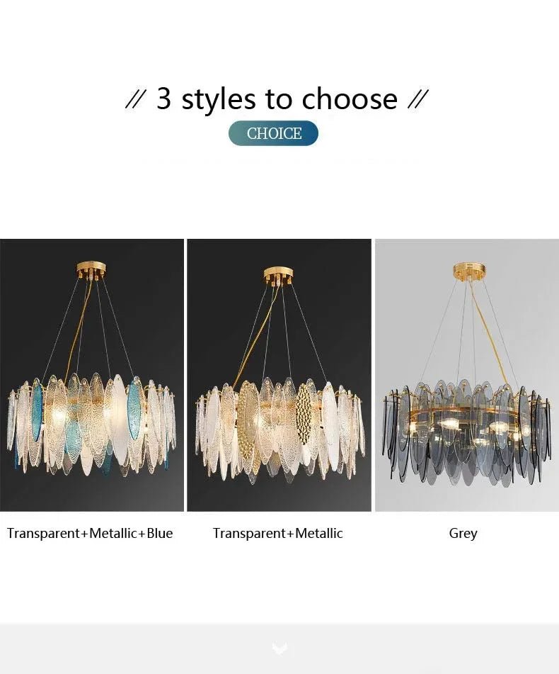 Leslie Teardrop Glass Ring Chandelier | Modern Textured Statement Light - Lumos Glows 40CM