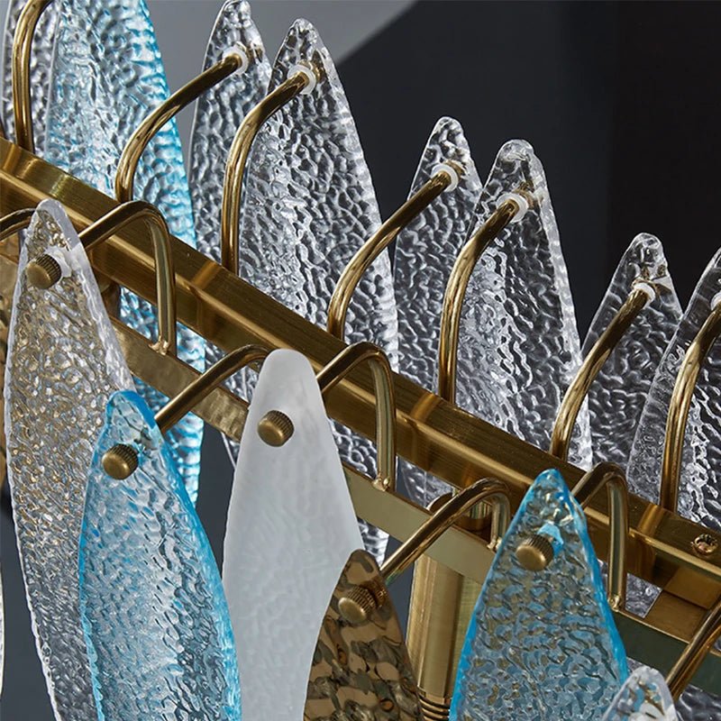 Leslie Teardrop Glass Ring Chandelier | Modern Textured Statement Light - Lumos Glows 40CM