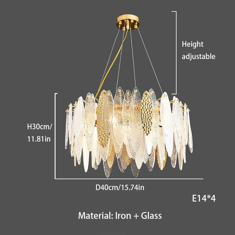 Leslie Teardrop Glass Ring Chandelier | Modern Textured Statement Light - Lumos Glows 40CM
