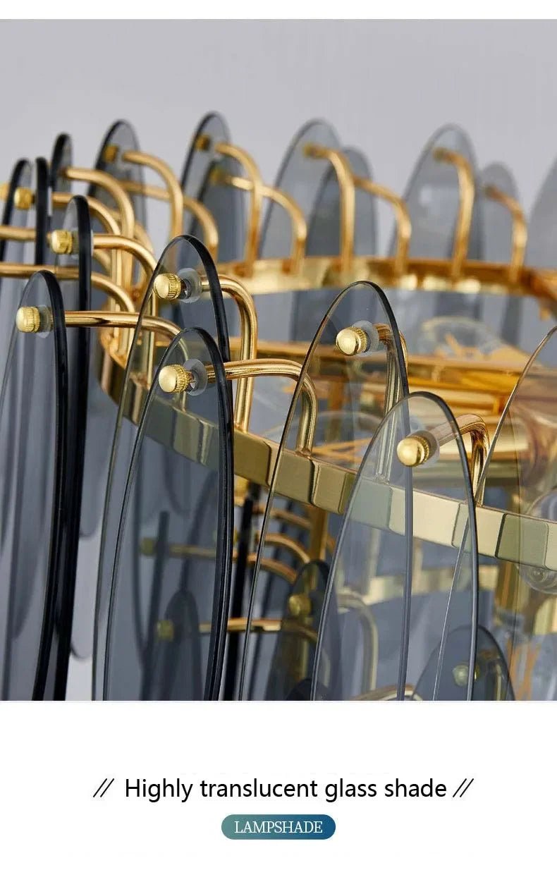 Leslie Teardrop Glass Ring Chandelier | Modern Textured Statement Light - Lumos Glows 40CM