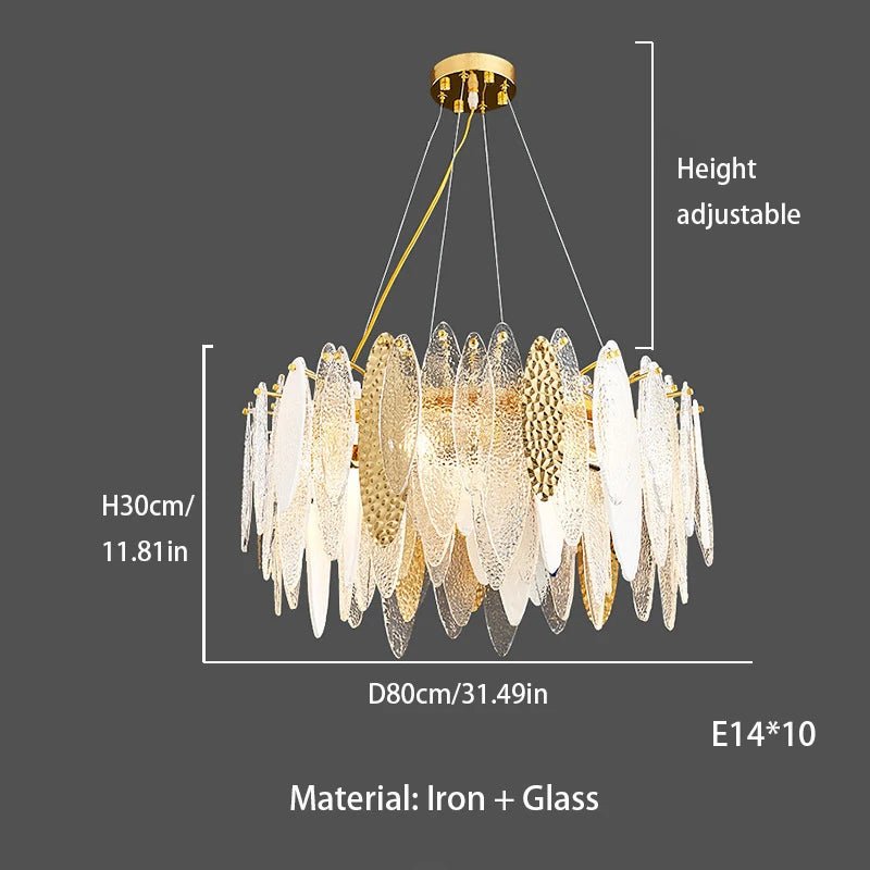 Leslie Teardrop Glass Ring Chandelier | Modern Textured Statement Light - Lumos Glows 80CM