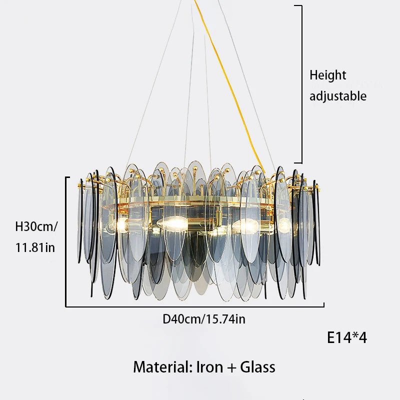 Leslie Teardrop Glass Ring Chandelier | Modern Textured Statement Light - Lumos Glows 40CM