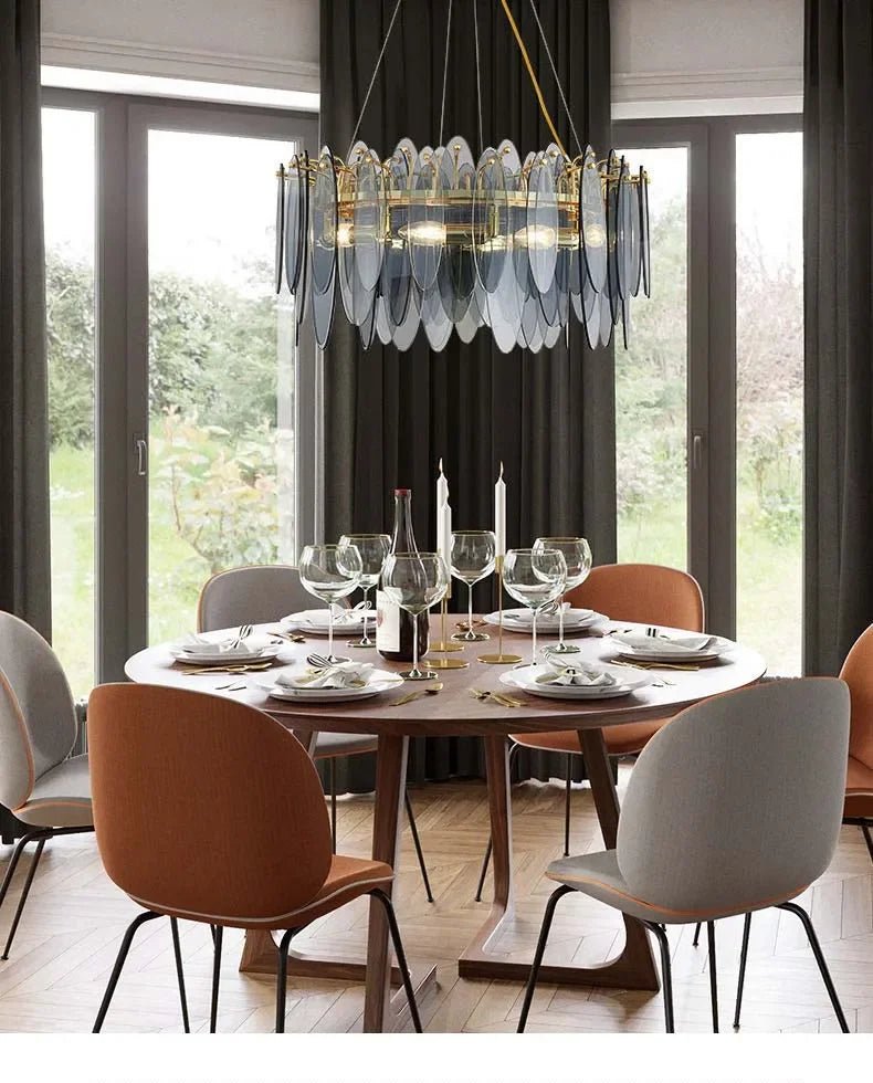 Leslie Teardrop Glass Ring Chandelier | Modern Textured Statement Light - Lumos Glows 40CM