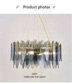 Leslie Teardrop Glass Ring Chandelier | Modern Textured Statement Light - Lumos Glows 40CM