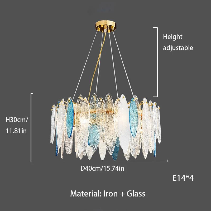 Leslie Teardrop Glass Ring Chandelier | Modern Textured Statement Light - Lumos Glows 40CM